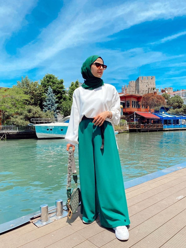 Greeny Krep Yeşil Pantolon