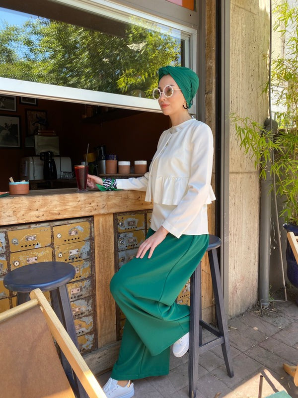 Greeny Krep Yeşil Pantolon