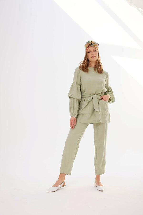 Mary Kuşak Detaylı Pantolon&Tunik İkili Takım