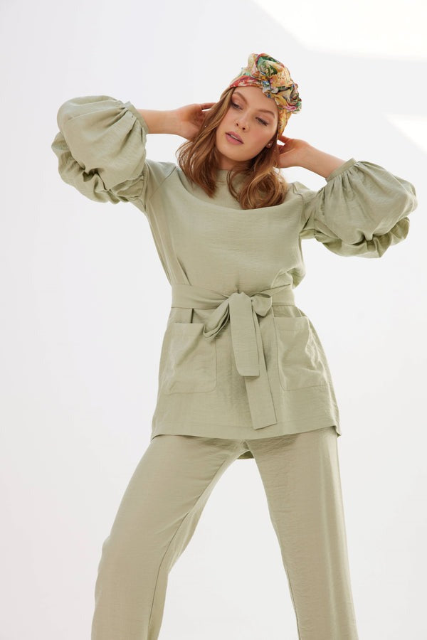 Mary Kuşak Detaylı Pantolon&Tunik İkili Takım