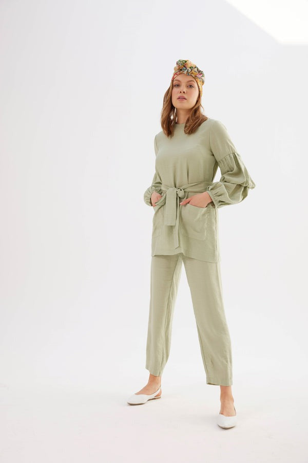 Mary Kuşak Detaylı Pantolon&Tunik İkili Takım