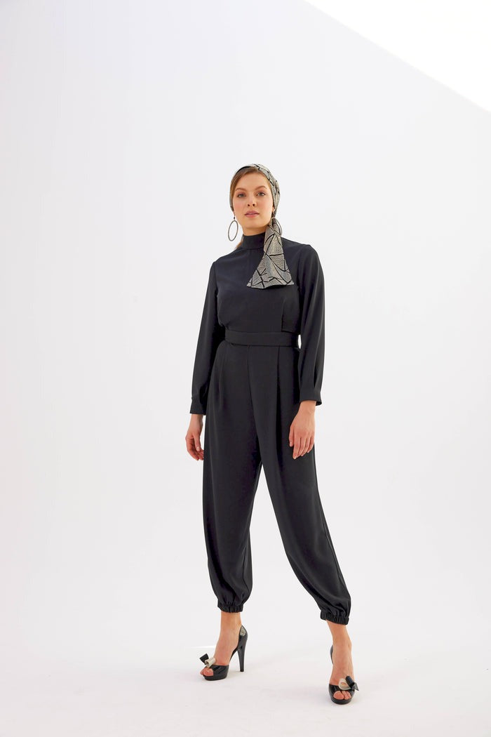 Lal Crepe Black Jumpsuit