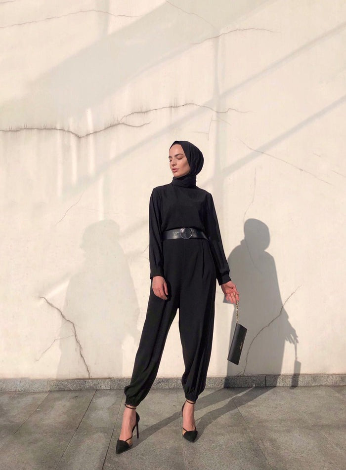 Lal Crepe Black Jumpsuit