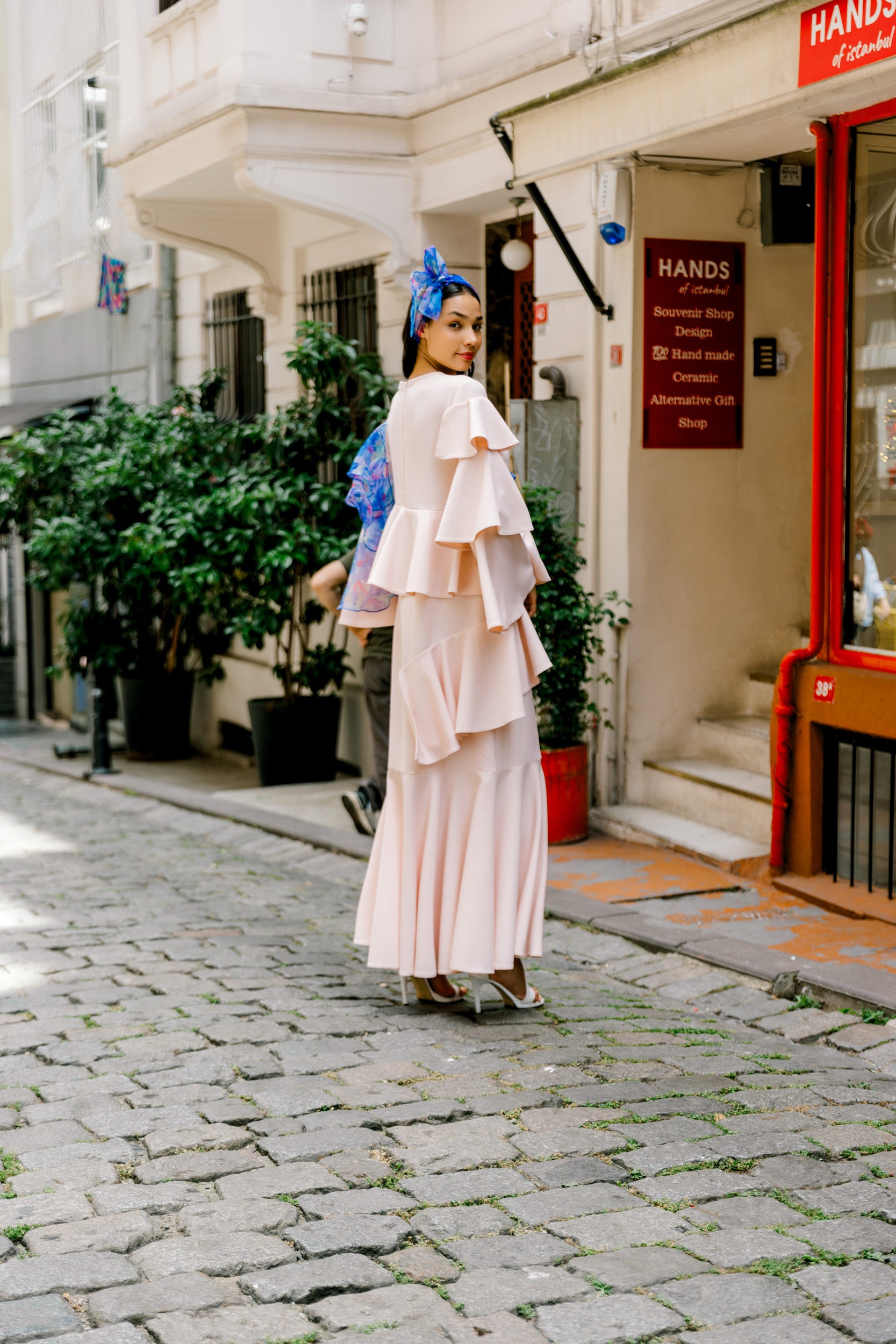 Angel Organze Detaylı Pembe Elbise