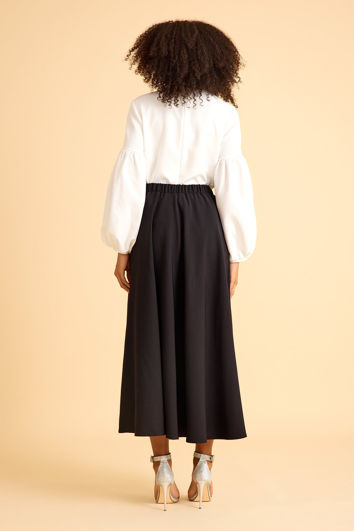 Black Stone Detailed Crepe Skirt