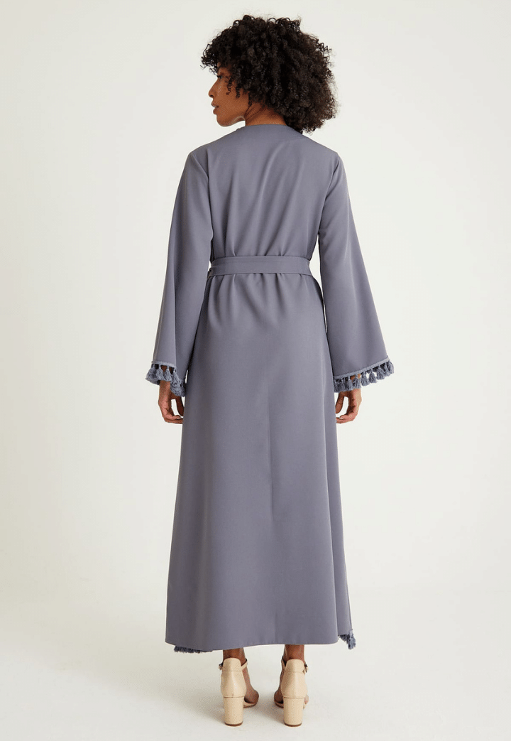 Tuana Tassel Detailed Gray Abaya