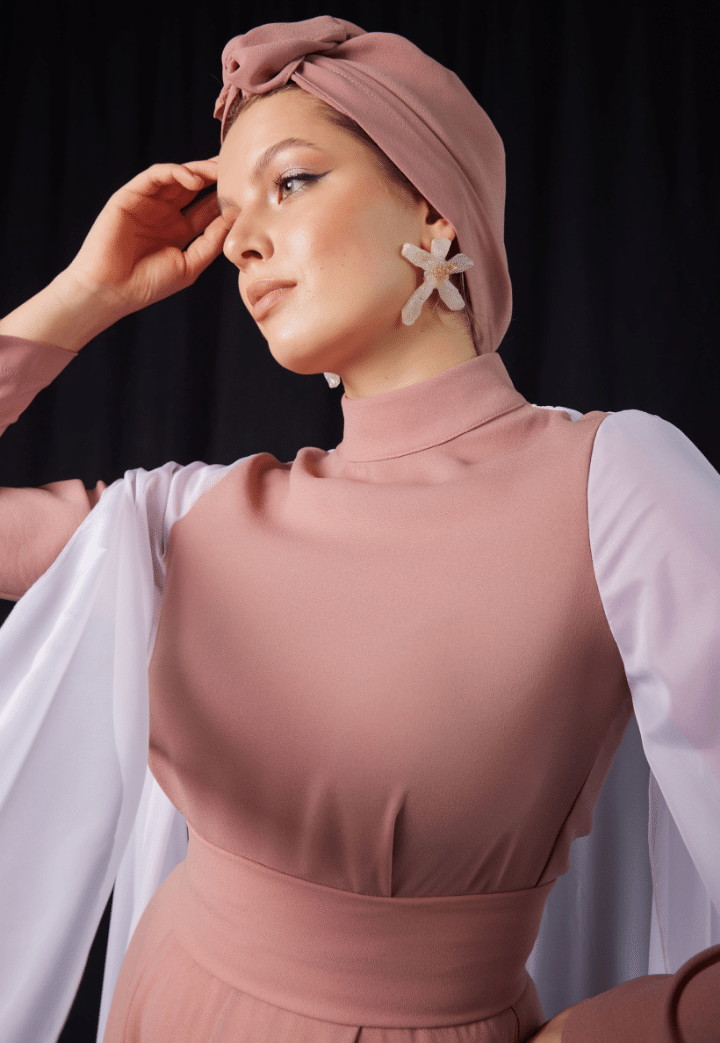 Tulip Pelerin Detaylı Pembe Tulum