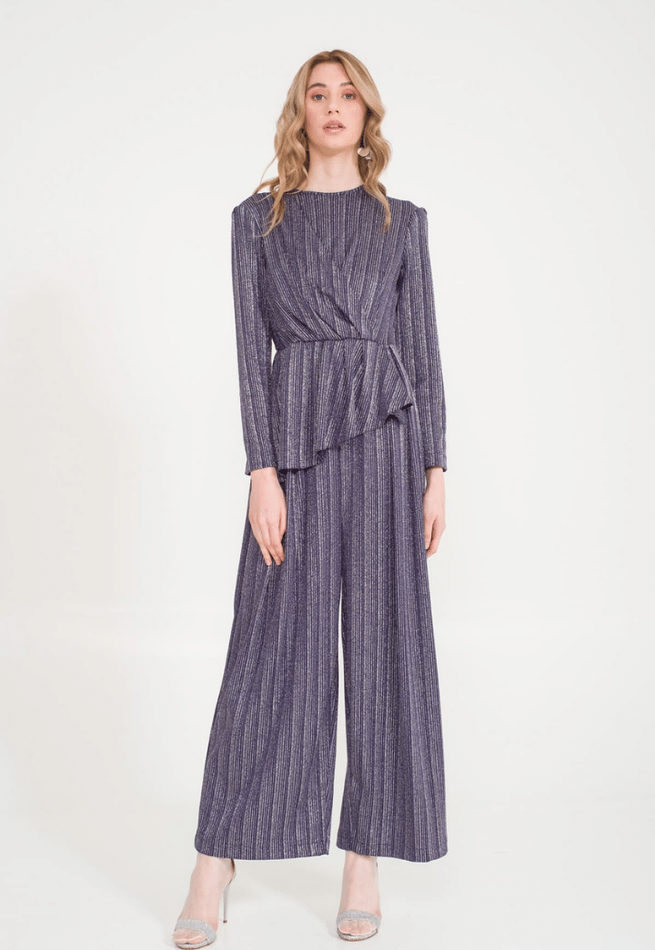 Victoria Glitter Detailed Evening Dress Jumpsuit